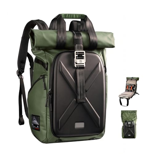 Besnfoto Hardshell Camera Backpack,DSLR SLR Mirrorless Camera Bag Waterproof with 15.6'' Laptop Compartment Tripod Holder Photography Camera Case Compatible for Canon/Nikon/Sony/Drone - color: Green