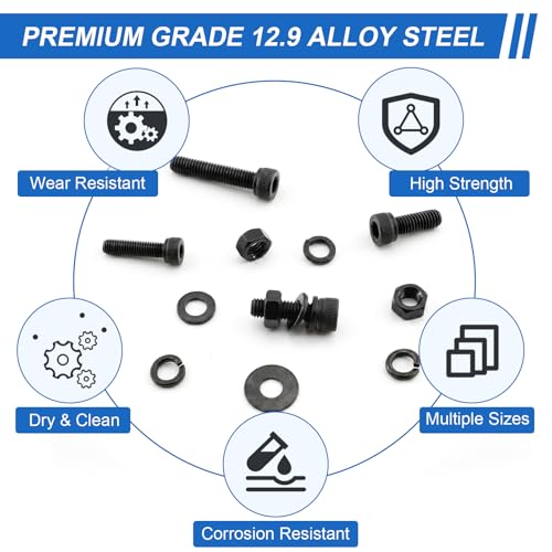 1000Pcs UIETUIL M3 Hex Socket Head Cap Screws Kit, M3x6-30mm, 12.9 - size: M3 Cap 12.9 - 1000PCS
