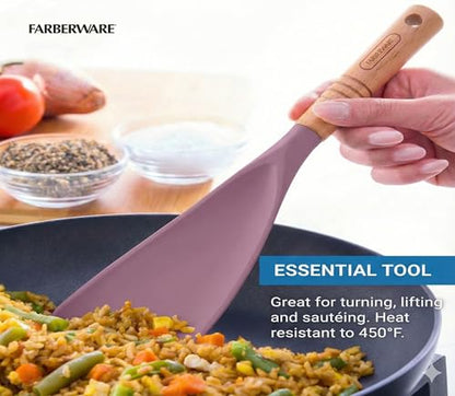 Farberware Pro Spoonula with Beechwood Handle and Built-In Hang Hole, Blush - Kitchen Scraping and Stirring Tool for Pots, Bowls, and Pans - color: Blush