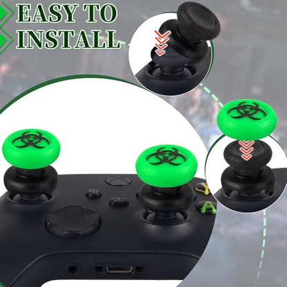 FPS Thumbstick Extender & 3D Texture Rubber Silicone Grip Cover 2 Sets for Xbox Series X/S & Xbox One Controller(BioH Green) - color: bio green