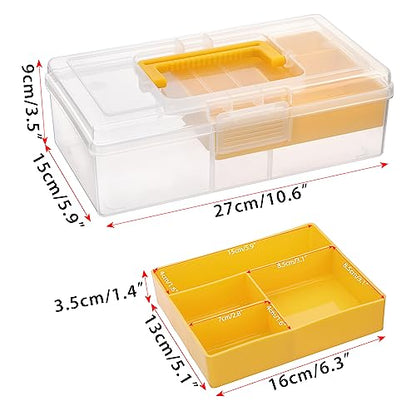 JUXYES Clear Art Craft Supply Storage Bin Sewing Box With Handle Lid - color: Yellow, size: 1 Pack