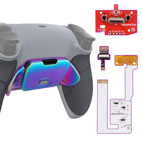 eXtremeRate Rainbow Aura Blue Purple Real Metal Buttons RMB RISE V3 Remap Kit for PS5 Controller BDM-030 040 050, Gray Rubberized Grip New Hope Gray Shell Programable Back Buttons for PS5 Controller - color: New Hope Gray Rainbow
