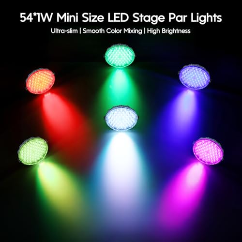 Betopper 54x1W RGB LED Stage DJ Par Lights with Remote Control, 2 Pack