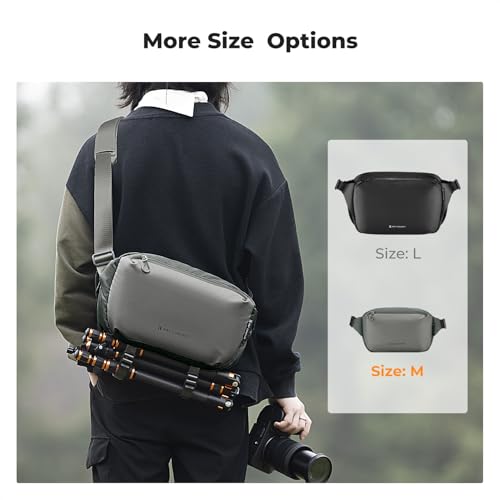 K&F CONCEPT 2 in 1 Camera Sling Bag, Everyday Shoulder Bag - color: 07 Cyan Grey Medium