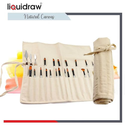 Liquidraw 30 Pocket Roll-Up Canvas Paint Brush Holder, 21 x 18in (Natural) - color: Natural