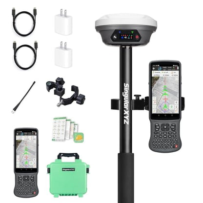 E1 Pro RTK GNSS Surveying Equipment, GNSS RTK GPS with IMU Rover Receiver, GPS RTK with Larger HD Color Screen and Handheld Collector, 1cm Accuracy, 60° Tilt Survey, 15km UHF Range - style: E1 Pro