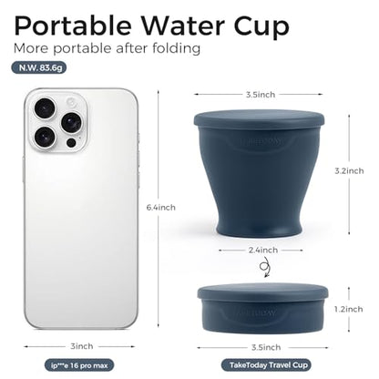TakeToday Collapsible Cup 8 oz, Foldable with Lid for Travel, Navy - color: Navy