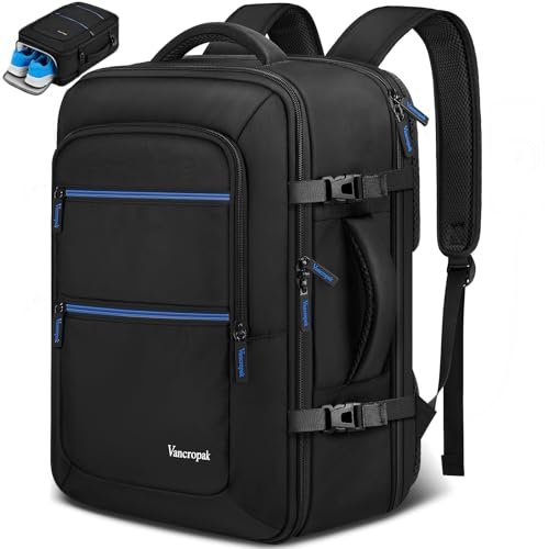 Vancropak Personal Item Backpack for Airlines, Travel Bag Fit 17.3" Laptop - color: Blue
