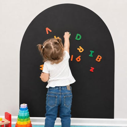 YOUNGJQ Magnetic Arch Wall Decal, Magnetic Chalkboard for Wall 42" x 32" Adhesive Backing Wallpaper (Black) - color: Black, size: 42"W x 32"H