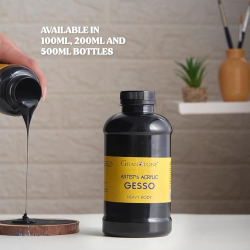 GRANOTONE Black Acrylic Gesso Primer Matte Finish 6.76 fl oz 200 ml