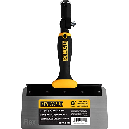 DEWALT 8" Offset Knife, 0.5mm Stainless Steel FLEX Blade | Soft-Grip Handle | DXTT-2-381 - size: 8"