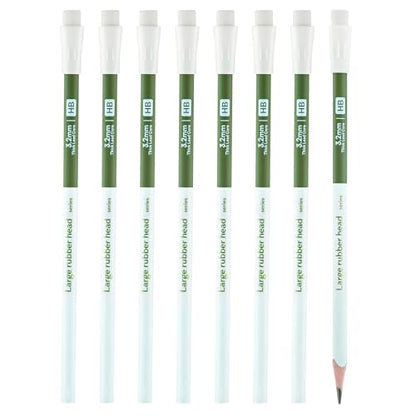 M&G 8 Pack HB Triangular Wood-Cased Pencils, 3.2mm Thick Lead, Unsharpened with Extra Large Erasers, Balanced Ergonomic Grip for Student Exam Daily Writing, School Office Classroom Use - style: HB