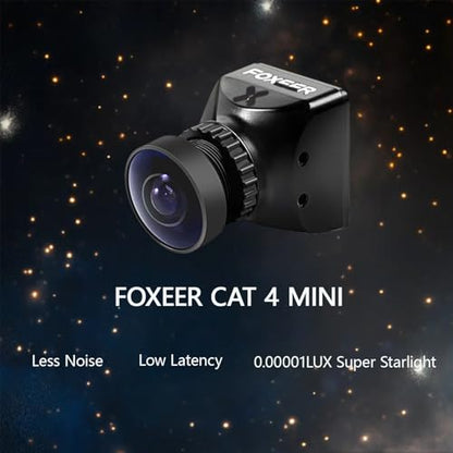 FPV Camera Foxeer Mini Cat 4, 1200TVL Super Starlight Night Vision Camera with 2.1mm Low Light Lens, OSD Menu Remote Control, Global WDR for RC FPV Racing Drone