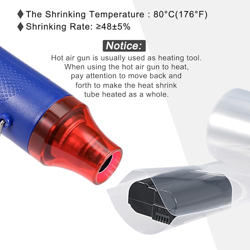 MECCANIXITY Battery Wrap PVC Heat Shrink Tubing 26mm x 43mm x 6m Clear - color: Clear, size: 26mm x 43mm x6m