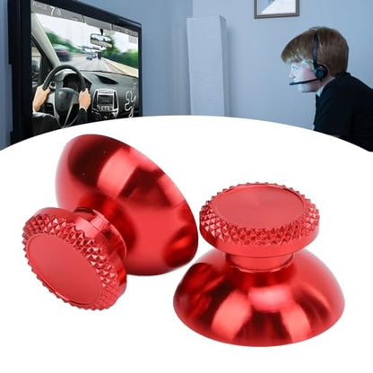 Pomya Thumbsticks for Controller, 2Pcs Metal Thumb Grip Replacement for Handheld Game Console, Aluminum Alloy Analog Thumb Sticks Accessories (Red) - color: Red