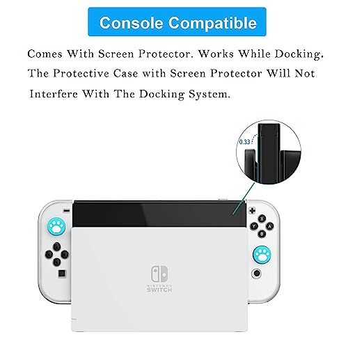COMCOOL Dockable Case for Nintendo Switch OLED - [9 FT Military Grade Drop Protection] [with Tempered Glass Screen Protector] Crystal Protective Cover for Nintendo Switch OLED - Clear - color: Clear