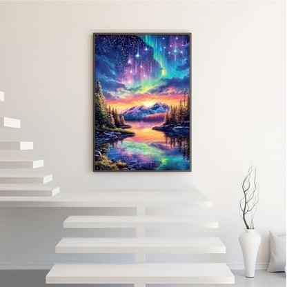 Aurora Mountain Diamond Art Kit for Adults,Starry Sky Diamond Painting - color: HS008-1