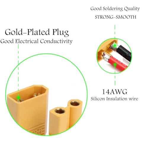 3 Pairs XT30 Pigtail,XT30 Wire XT30 Plug Male and Female Connector - size: 14AWG XT30