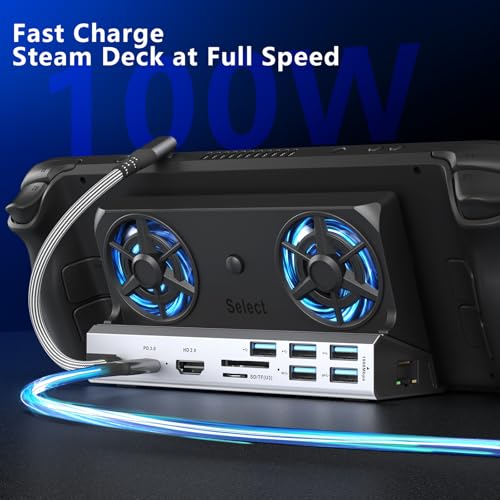 YCE 13-in-1 Steam Deck Dock for Switch/ROG Ally/Legion Go - color: 13-in-1 Dual Cooling Fan