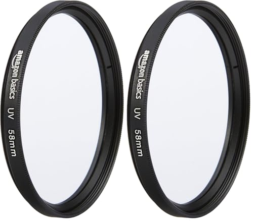 Amazon Basics UV Protection Camera Lens Filter, Scratch Resistant, Photography Filter, Lens Protection, 58mm (Pack of 2) - size: 58 mm (Pack of 2)