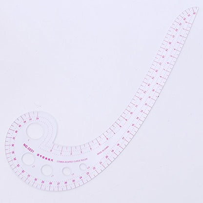 UTENEW French Curve Ruler Sewing, Comma Shaped 42cm Drawing Template Tool, Drafting Clothes Sleeves 2 Pack
