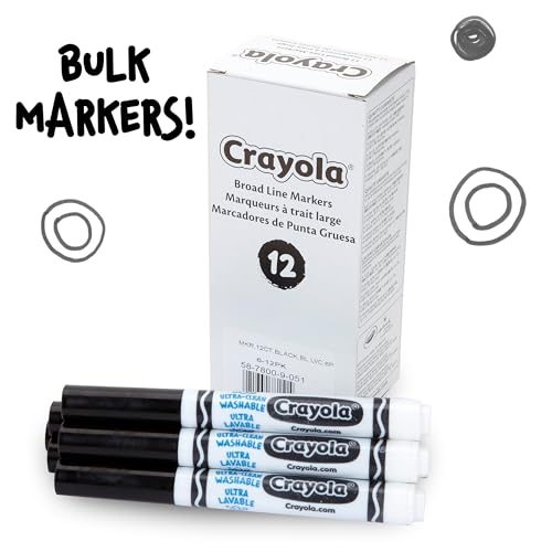 Crayola Washable Markers for Kids, Black 12ct, Bulk Broad Line - color: Black
