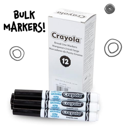 Crayola Washable Markers for Kids, Black 12ct, Bulk Broad Line - color: Black