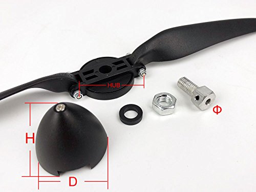 RC Folding Propeller 6×3 inch w/Spinner Size D32×H28mm, and Motor Shaft Diameter φ3.17 with Nylon Plastic Spinner for RC Plane Drone Remote Control Airplane (6×3, Shaft φ3.17) - size: 6×3, Shaft φ3.17