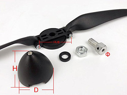 RC Folding Propeller 6×3 inch w/Spinner Size D32×H28mm, and Motor Shaft Diameter φ3.17 with Nylon Plastic Spinner for RC Plane Drone Remote Control Airplane (6×3, Shaft φ3.17) - size: 6×3, Shaft φ3.17