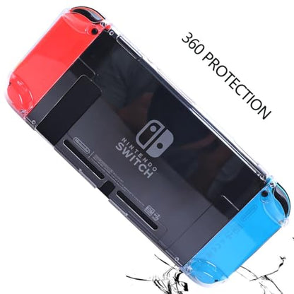 COMCOOL Clear Dockable Case for Nintendo Switch - Crystal 3 in 1 Protective Cover Shell for Nintendo Switch with Screen Protector and Thumb grips - Clear - color: Clear