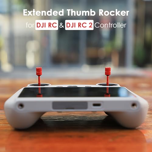 CAPART Extended Joysticks Thumb Rocker for DJI RC & DJI RC 2 Controller, Compatible DJI Air 3 2S Mavic 3 Classic Pro Mavic 2 Mini 4 3 Pro Drone Controller Sticks (Red) - color: Red