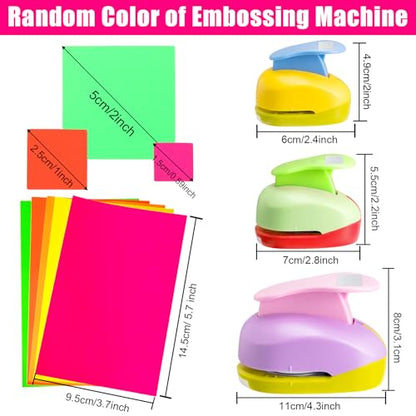 CHENGU 3 Pack Square Hole Punch 2"/1"/0.6", Random Color - color: Random Color, style: Square