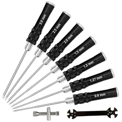 Hex Driver Set 7PCS 0.9 1.27 1.3 1.5 2.0 2.5 3.0mm RC Tool Kit - color: 7pcs Screwdrivers(black)
