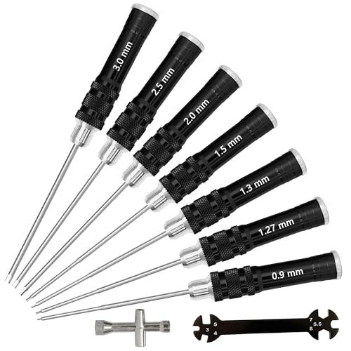 Hex Driver Set 7PCS 0.9 1.27 1.3 1.5 2.0 2.5 3.0mm RC Tool Kit - color: 7pcs Screwdrivers(black)