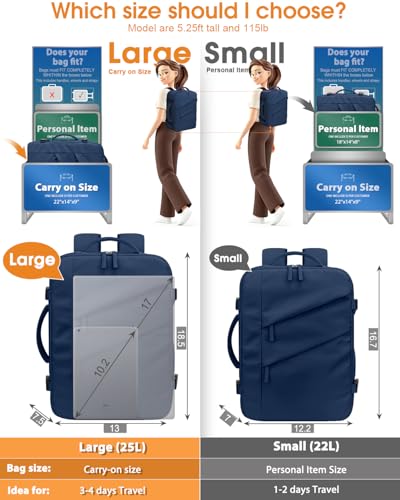 Capolo Travel Laptop Backpack Women Carry On Backpack Weekender Travel Bag - color: Navy Blue, size: Large