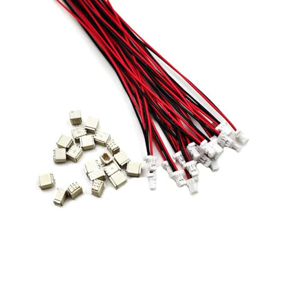 20 Sets Mini Micro JST SH 1.0mm 2-Pin Connector Male Plug with 15cm UL1571 Cable & Female Socket Adapter