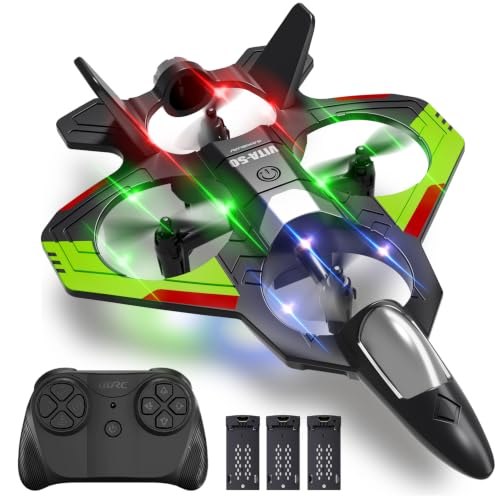 4DRC RC Planes Remote Control Airplanes with 3 Batteries, Foam RC Planes for Kids Adults Beginners 8-12 12-16, Remote Control Helicopter Fighter Jet Drones for Kids Adults, 360° Flip - color: Light Green-3batteries