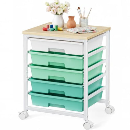 Pipishell Rolling Cart with 5 Drawers, Craft Storage Cart, Green Gradient - color: Green Gradient, size: 5-Drawers