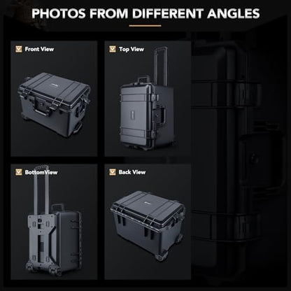 Lykus HC-5230 Hard Case with Wheels and Foam, Inner Size 19.09*12.68*12.6in - size: HC-5230