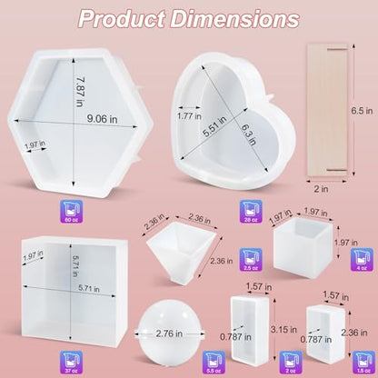 LET'S RESIN Deep Resin Molds, 8Pcs Flower Preservation Silicone Mold Set - color: Resin Mold Set