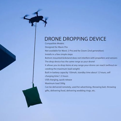 Drone System Compatible for Pro, Payload Release Drop Device, Delivery Transport Dropping System for Wedding Search, up to 500g/1.1lb Load