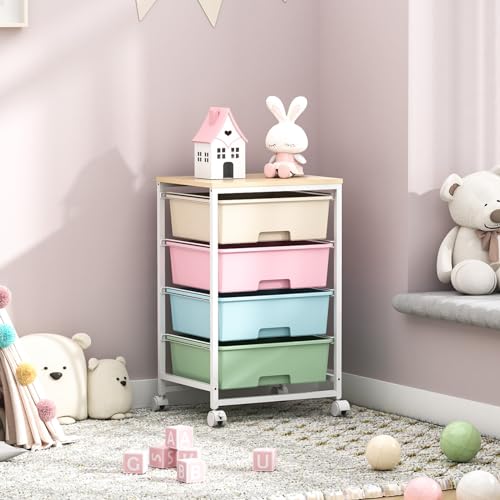 Utility Cart with 4 Drawers, Rolling Storage Cart with Drawers, Rainbow - color: Rainbow, size: 4 Drawers