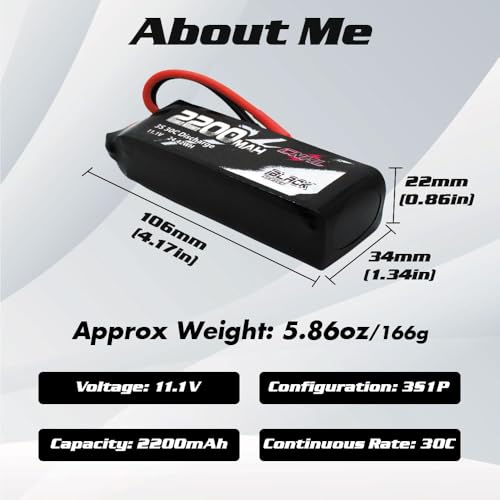 CNHL 2200mAh 3S Lipo Battery 11.1V 30C with XT60 Plug (2 Packs)