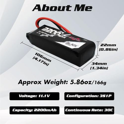 CNHL 2200mAh 3S Lipo Battery 11.1V 30C with XT60 Plug (2 Packs)