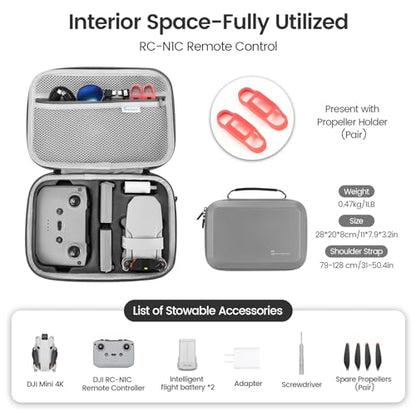 Skyreat Mini 4K/2 SE Drone Case, Portable Leather PU Case with Shoulder Strap, Handle and Propeller Holders