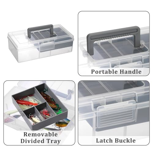 JUXYES Clear Art Craft Supply Storage Bin Sewing Box With Handle Lid - color: Gray, size: 1 Pack