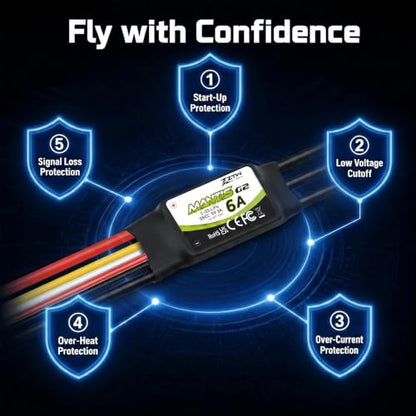ZTW Mantis G2 6A ESC 2-3S Built-in Switching BEC 5V/3A Brushless Speed Controller For RC Airplane Aircraft Fixed-wing