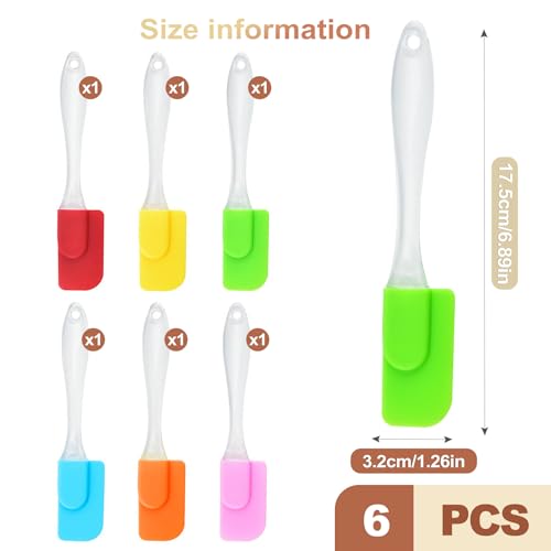 6 Piece Mini Silicone Spatula Set Small Rubber Spatulas for Baking Cooking Mixing Thin Jar Scraper Heat Resistant Kitchen Utensils Cake Decorating Tools