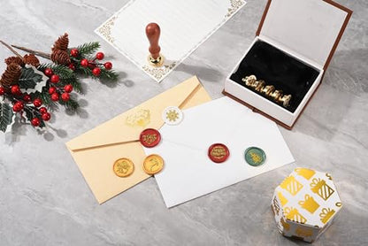 Yoption 6 Pcs Wax Seal Stamp Set, Christmas Theme Sealing Stamp Kit - color: Merry Christmas Set B