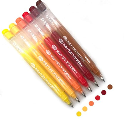 6 Colors 1.0mm Fine Pointed Acrylic Gel Pen Set,Vitality Warm - color: Gold
